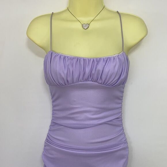 Princess Polly Dress"Penney" Ruched Lilac Mini Dress New With Tag Sz 2 - Picture 5 of 8